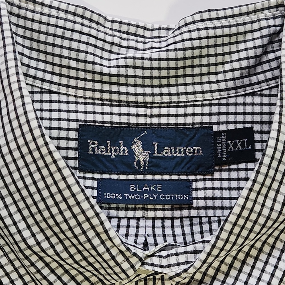 Ralph Lauren Blake Shirt XXL Black White Check Button Down 100% Cotton Pony Logo - Picture 2 of 5
